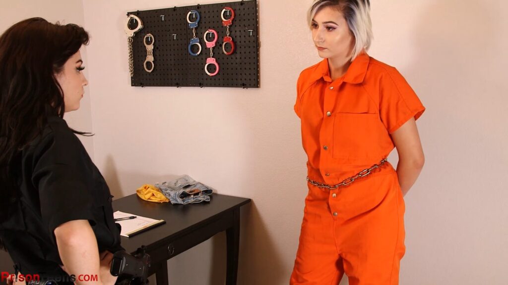 Prison Teens – Daisy Meadows changes into her jumpsuit, she is put in a waist chain and shackles!