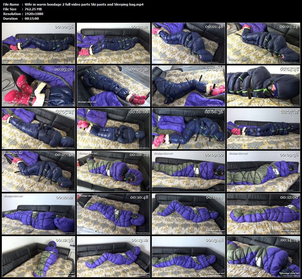 Wife in warm bondage 2 full video parts Ski pants and Sleeping bag.mp4