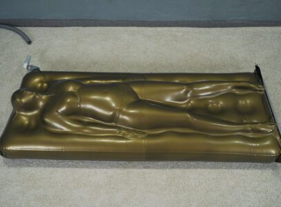 VACUUM DREAMS – Sonya in a gold vacuum bed on a vibro mattress