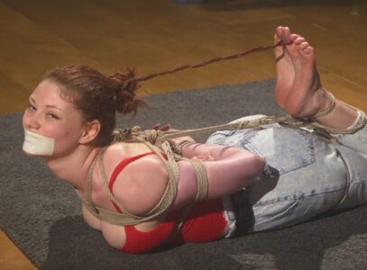 RF studio production – Emily – Tight Rope Hogtie for Barefoot Redheaded Beauty