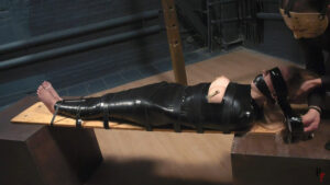 RF studio production – Mora – Tight PVC mummification, tickling and nipple clamps